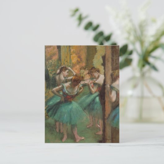 Tänzer, rosa und grüne Edgar Degas Postkarte (Stehend Vorderseite)