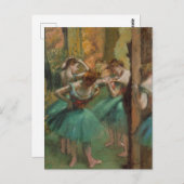 Tänzer, rosa und grüne Edgar Degas Postkarte (Vorne/Hinten)