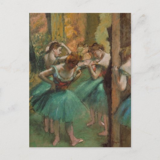 Tänzer, rosa und grüne Edgar Degas Postkarte (Vorderseite)
