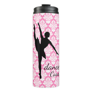 Tänzer Silhouette Rosa Damast Thermaltumbler Thermosbecher
