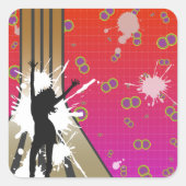 Tänzer und Gitarre Quadratischer Aufkleber (Vorderseite)