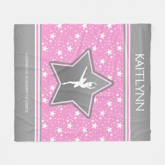 Tänzer unter den Sternen im Rosa mit IHREM NAMEN Fleecedecke (Vorderseite (Horizontal))
