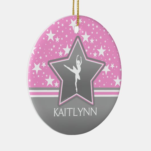 Tänzer unter den Sternen im Rosa mit IHREM NAMEN Keramik Ornament (Rechts)