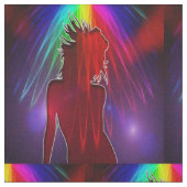 Tänzer unter Neon Rainbow Light Dusche Stoff (Nahaufnahme)