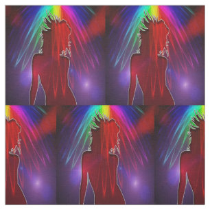 Tänzer unter Neon Rainbow Light Dusche Stoff