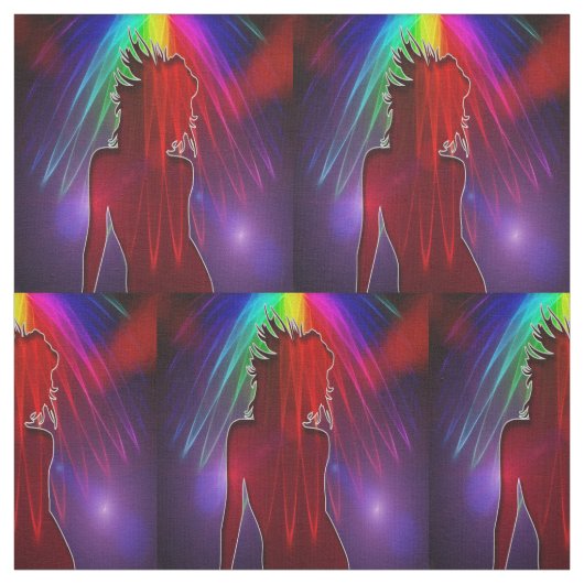 Tänzer unter Neon Rainbow Light Dusche Stoff (Muster)