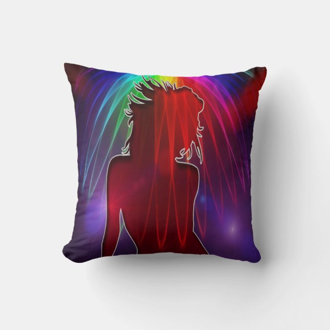 Tänzer unter Regenbogen der Lichtdusche Kissen (Vorderseite)