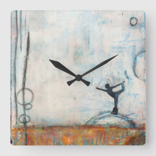 Tänzer-Yoga-Mädchen-Quadrat-Uhr Quadratische Wanduhr