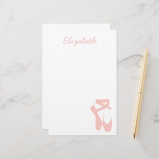 Tänzerin aus rosa Ballettschuhen Briefpapier (Vorderseite/Rückseite Beispiel)