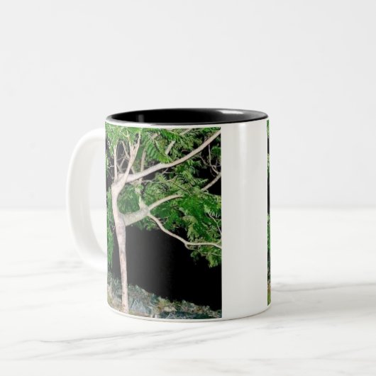 Tänzerin-Baum Zweifarbige Tasse (Vorderseite Links)