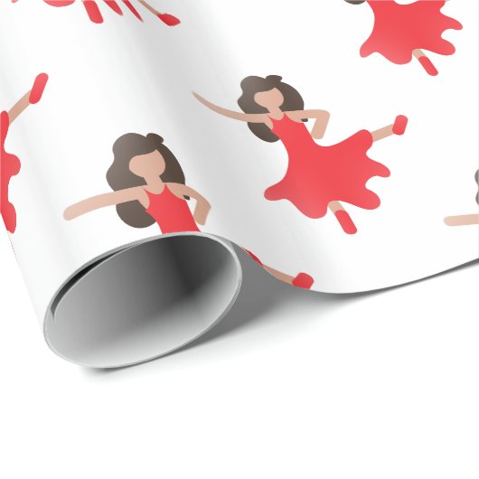 Tänzerin Emoji Geschenkpapier (Rolleneckpunkt)