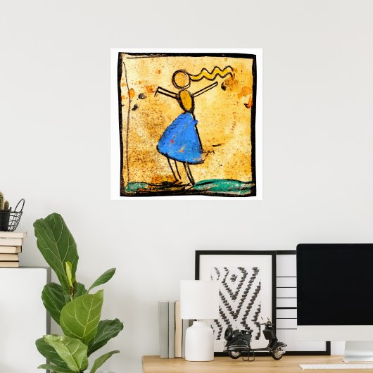 Tänzerin mit blauem Rock, Gemälde von Egon Schiele Poster (Heimbüro)