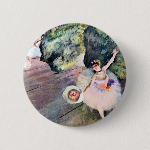 Tänzerin mit Blumenstrauß von Edgar Degas Button