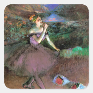 Tänzerin mit Blumensträußen von Degas Quadratischer Aufkleber