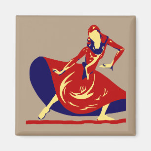 Tänzerin mit rotem Kleid TANZ GESCHENK MAGNET