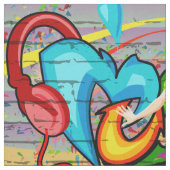 Tänzerin-Musik-Graffiti-Wand-Gewebe Stoff (Nahaufnahme)