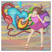 Tänzerin-Musik-Graffiti-Wand-Gewebe Stoff (Muster)