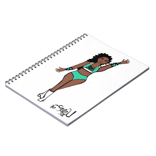 Tänzerin-Notebook-Minze / weiß/schwarz Notizblock (Linke Seite)