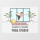Tänzerin Pose Balancing Frau Custom Yoga Studio Fensteraufkleber (Blatt)