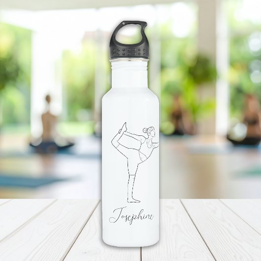 Tänzerin Pose Yoga Minimalistische Schwarze Linie  Edelstahlflasche
