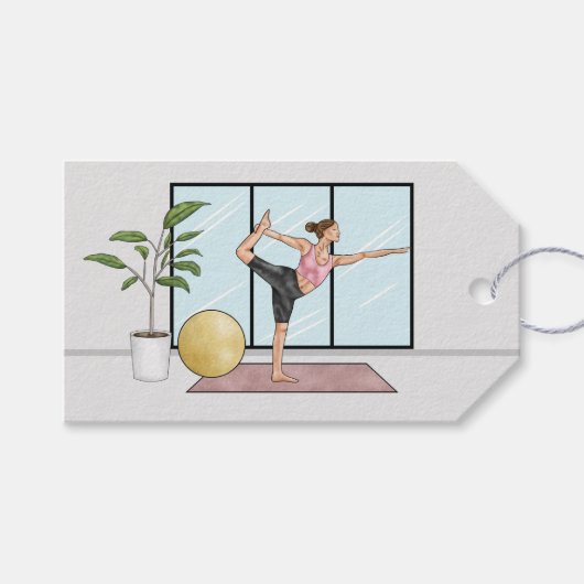 Tänzerin Pose Yoga Natarajasana Balance Workout Gi Geschenkanhänger (Vorderseite (Horizontal))