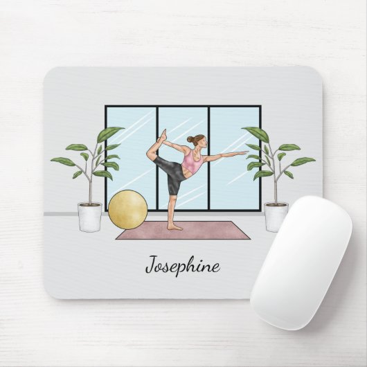 Tänzerin Pose Yoga Natarajasana Balance Workout Gi Mousepad (Mit Mouse)
