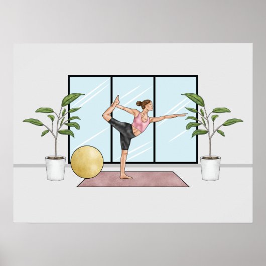 Tänzerin Pose Yoga Natarajasana Balance Workout Gi Poster (Vorne)