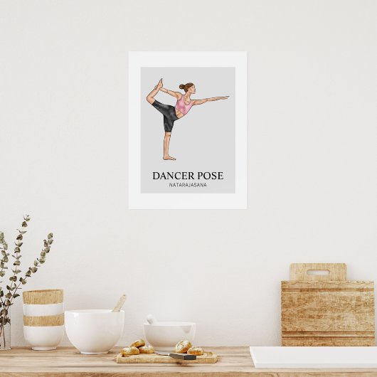 Tänzerin Pose Yoga Stretch Training Frauen Poster (Küche)