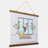 Tänzerin Pose Yoga Stretch Training Frauen Wandteppich Mit Holzrahmen (Gewinkelt)