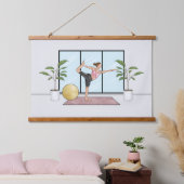 Tänzerin Pose Yoga Stretch Training Frauen Wandteppich Mit Holzrahmen (Schlafzimmer)