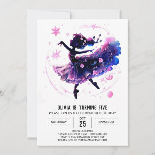 Tänzerin Printable Ballerina Geburtstag Einladung