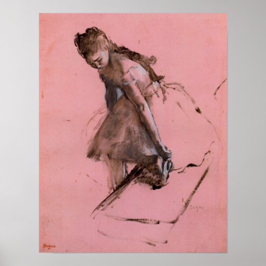 Tänzerin rutschte auf ihrem Schuh von Edgar Degas Poster (Vorne)