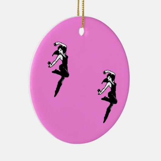 Tänzerin Silhouette auf rosa Keramik Ornament (Rechts)
