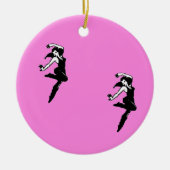 Tänzerin Silhouette auf rosa Keramik Ornament (Vorne)