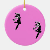 Tänzerin Silhouette auf rosa Keramik Ornament (Hinten)