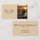 Tänzerin Silhouette, Strand bei Sunset Dance Studi Visitenkarte (Vorne/Hinten)