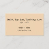 Tänzerin Silhouette, Strand bei Sunset Dance Studi Visitenkarte (Rückseite)