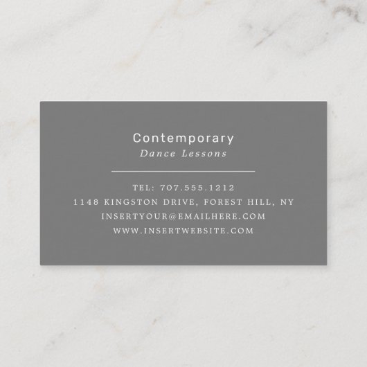 Tänzerin, Tanzlehrerin, Tänzerin Visitenkarte (Rückseite)