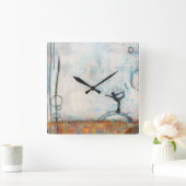 Tänzerin Yoga Girl Square Uhr (Zuhause)