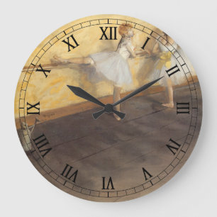 Tänzerinnen an der Barre von Edgar Degas, Vintage  Große Wanduhr