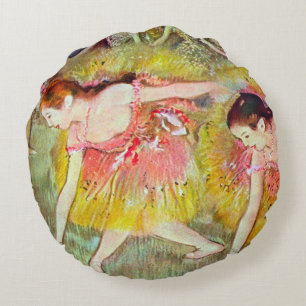 Tänzerinnen beim Bücken von Edgar Degas, Ballett-K Rundes Kissen