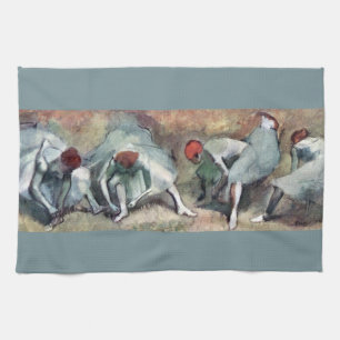 Tänzerinnen schnüren ihre Schuhe von Edgar Degas Geschirrtuch
