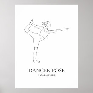 Tänzerpose Yoga Frau Minimalistische schwarze Lini Poster