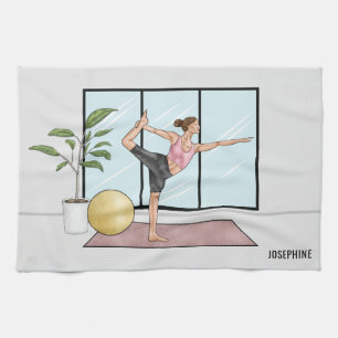 Tänzerpose Yoga Natarajasana Personalisierter Name Geschirrtuch
