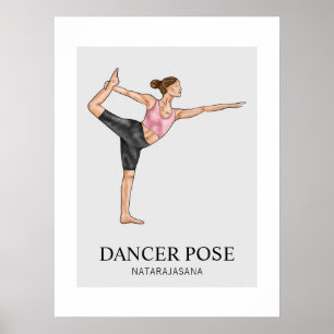 Tänzerpose Yoga Stretch Übungen Workout Frau Poster