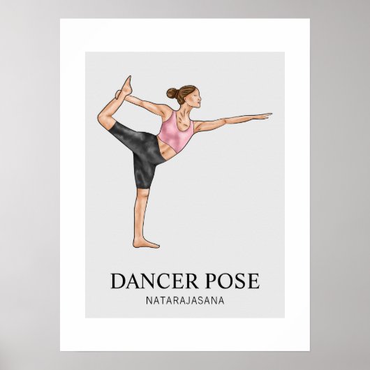 Tänzerpose Yoga Stretch Übungen Workout Frau Poster (Vorne)