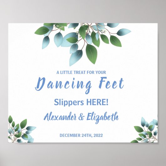 Tanzfeet Flip Flops | Eukalyptus Wedding Sign Poster (Vorne)