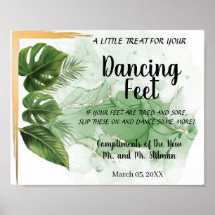 Tanzfeet Flip Flops Hochzeit tropischen Palm-Zeich Poster