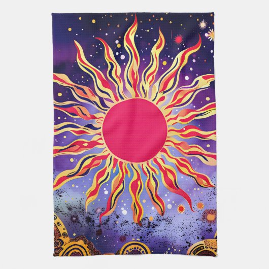 "Tanzfeuer des Kosmos" Die Sonne Geschirrtuch (Vertikal)