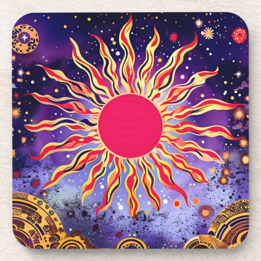 "Tanzfeuer des Kosmos" Die Sonne Getränkeuntersetzer (Vorderseite)